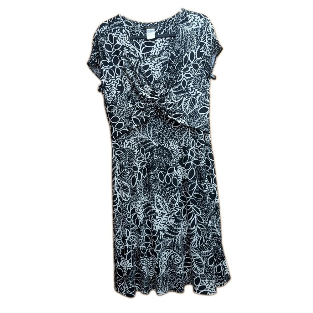 Mariage Women's Dress 14 Faux Twist Front Short Sleeves Career Liquid Knit